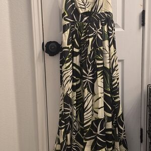 Joie Black and Green Leaf Print Maxi Dress